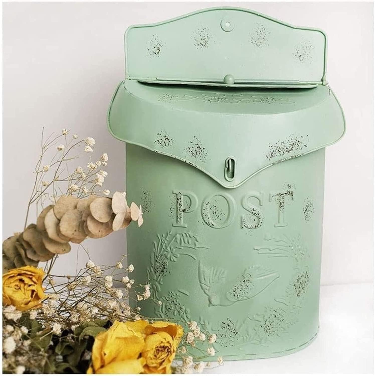 Mailbox Mailbox Iron Post Box Durable Letter Box American Vintage Drop Box with Safety Lock Parcel Box Outdoor Garden Decoration Domestic (B)
