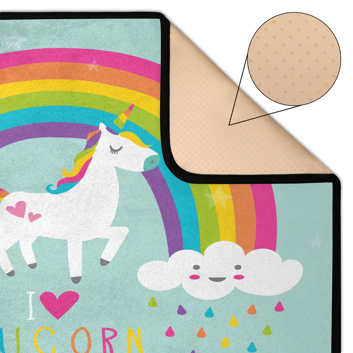 Tapis Déco Moderne 120x180 Cm Motif Licorne Arc-en-ciel 3D - Doux, Antidérapant Pour Salon, Chambre Enfant, Salle De Jeux