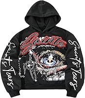 BEAUDRM Men's Eye Print Graphic Hoodie - Hip Hop Streetwear Pullover Hooded Sweatshirt, Soft Loose Fit