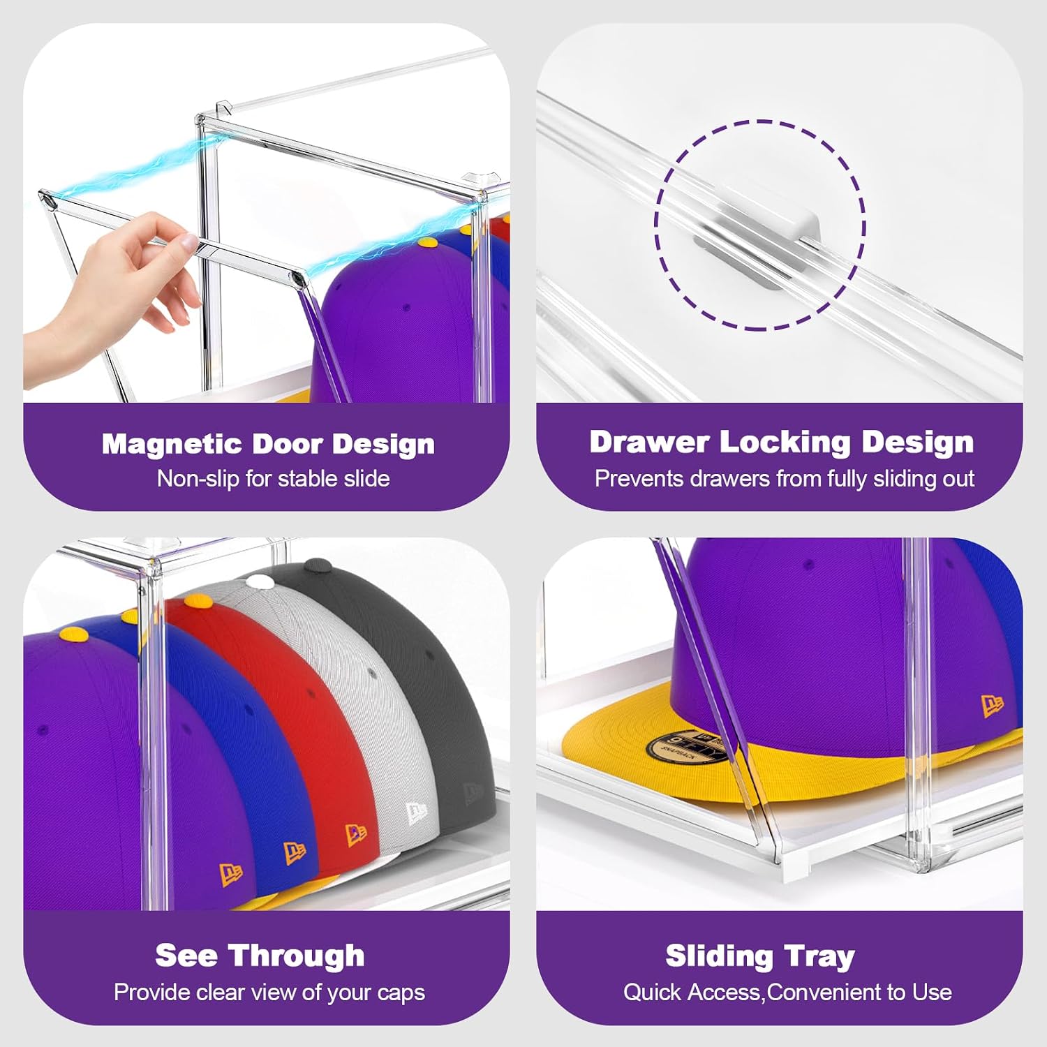 BOHOIDEE 1PACK Stackable Hat Storage for Baseball Caps, Holds up to 12 Caps