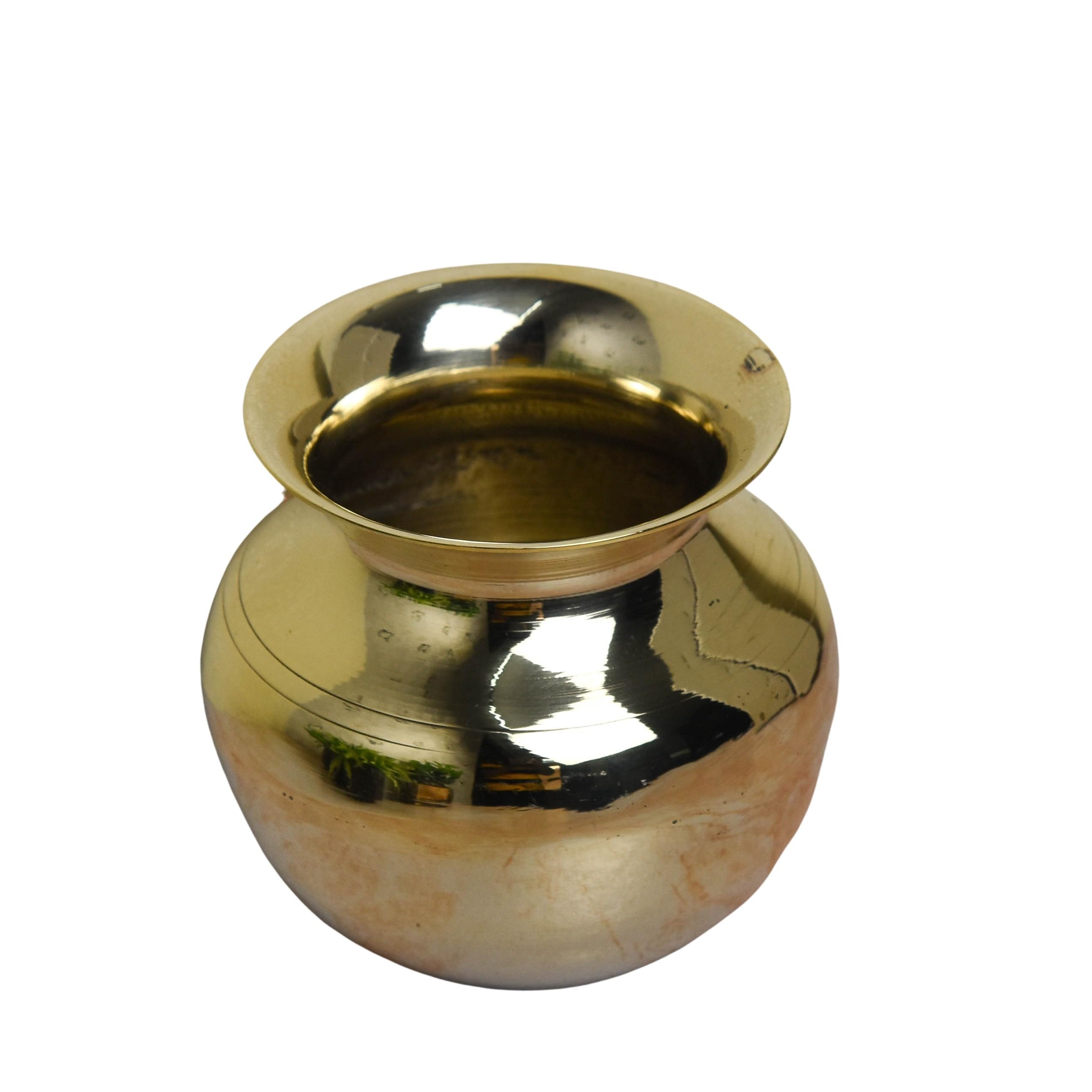 Neetu Arts | Pure Brass Lota Chambu Kalash | Traditional 3-Inch Heavy Brass Water Pot for Pooja & Rituals | 160 gm Handcrafted Pooja Vessel | 1