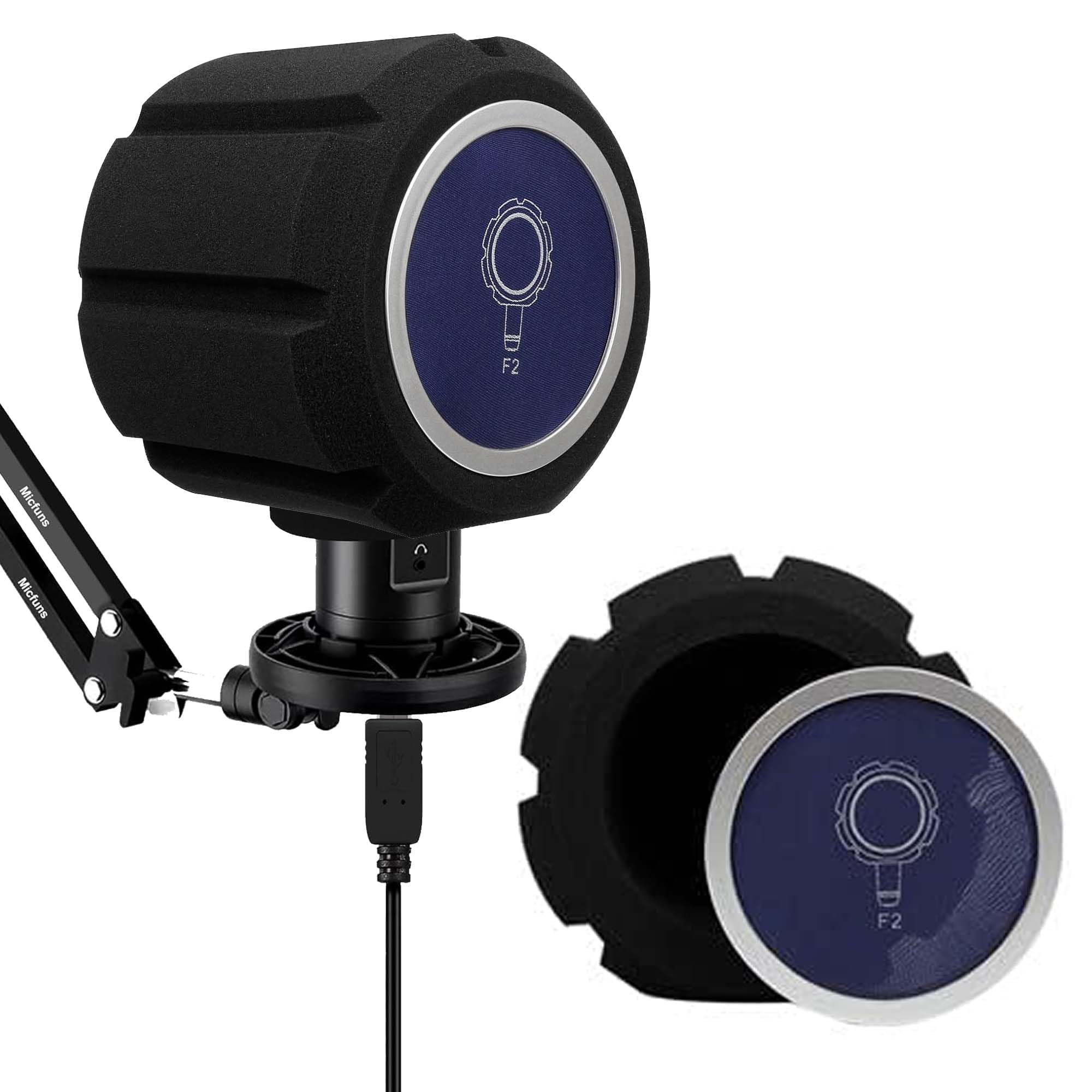 Microphone Isolation Ball Shield - Acoustic for Record Studios -MicProfessional Noise Cancellation with Pop Filter and High-Density Sound Absorbing Foam - Reflection reducing soundproof Cover Foam