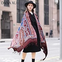 Vista 14 de DANA XU Manta de pashmina extragrande 100% de lana merina, bufanda de viaje, bufanda de cachemira para mujer, otoño e invierno, chal de gran