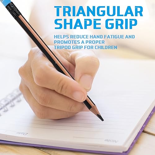 Miniatura 5 de 96 lápices jumbo, grandes, grasos, gruesos, de agarre triangular, 2B, repuesto con borrador, lápiz grande de 7 pulgadas para niños, principiantes,