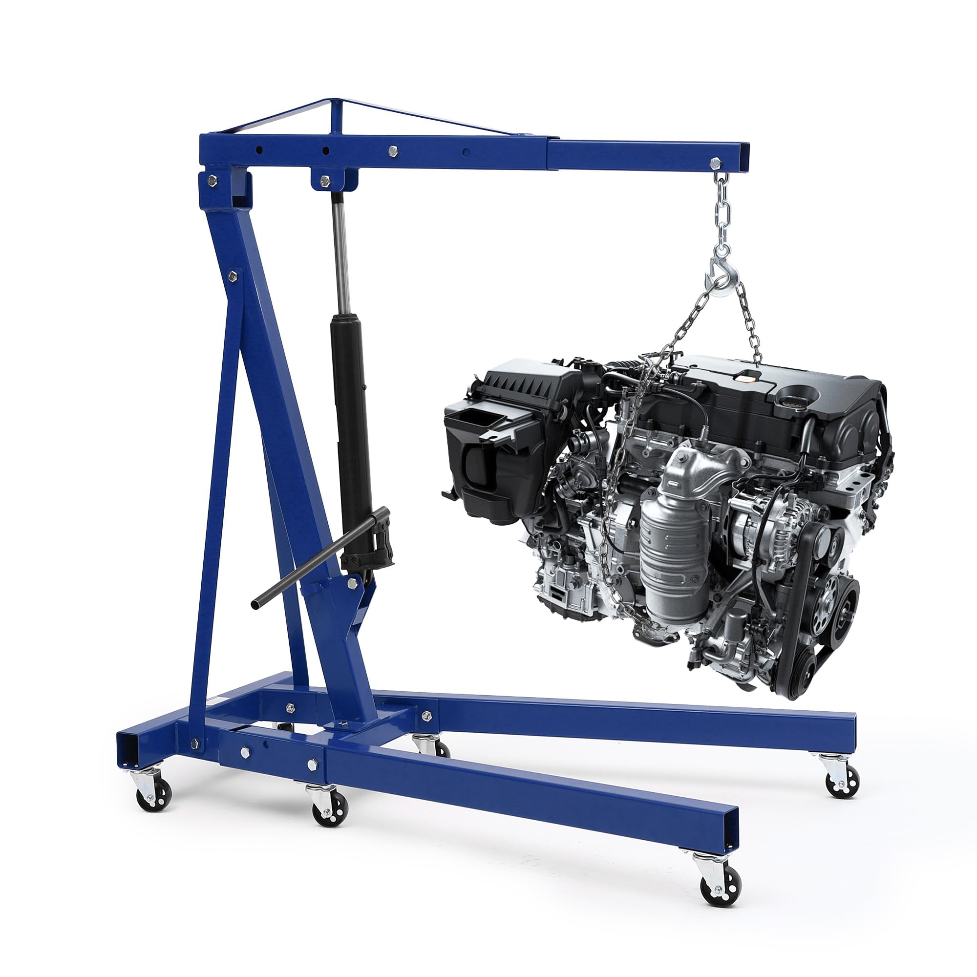Photo 1 of ***MISSING PARTS***
SierraSquad 2 Ton Folding Hydraulic Engine Hoist, Folding Engine Shop Crane Hoist Lift, Heavy Duty Cherry Picker with 6 Swivel Wheels & Telescopic Boom for Garage, Workshop, Factory, Blue