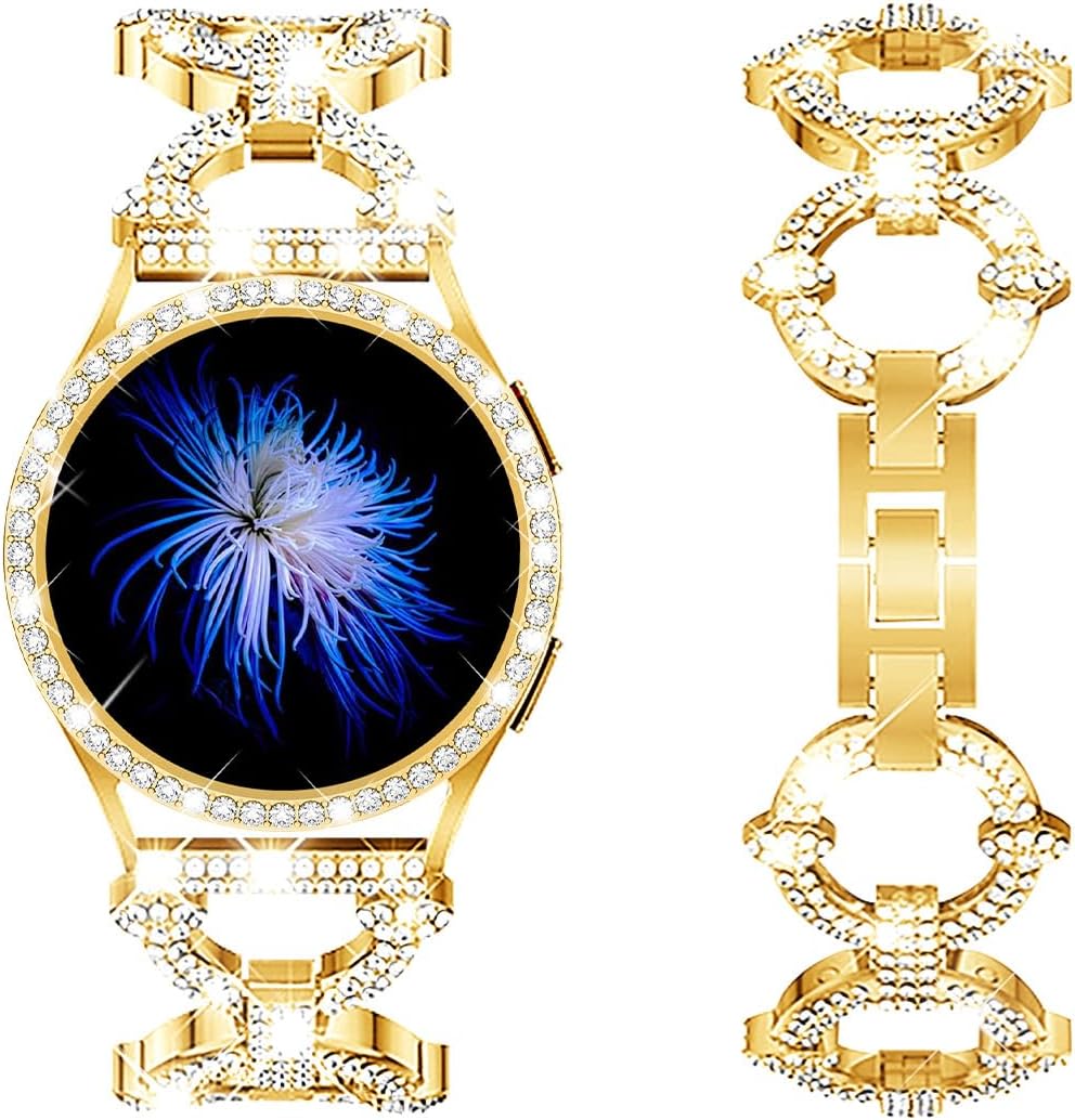 Mesime Bling Bands Compatible with Samsung Galaxy Watch 8/7 40mm 44mm, 20mm Stylish Replacement Strap Galaxy Watch 8/7 Band with Rhinestone Protective Case for Women