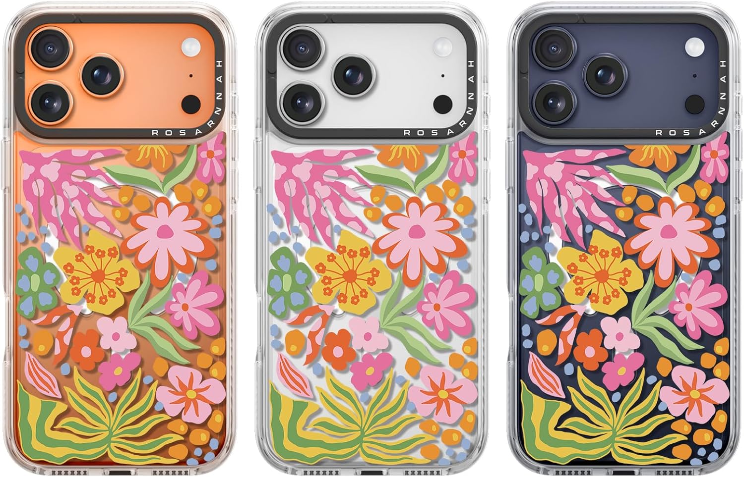 for iPhone 17 Pro Case Cute - Compatible with Magsafe - Durable Shockproof 6.6 ft Drop Impact Phone Case - Funny Passion Flower Design (6.3") Clear