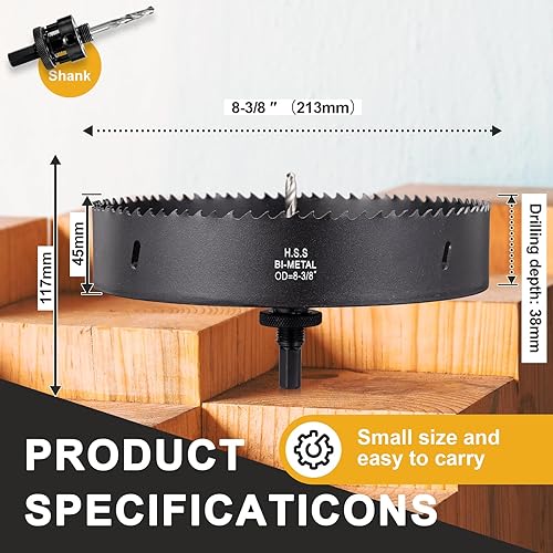 Vista 302 de Sierra perforadora de 6 1/8" (155 mm) para madera, cortador de agujeros bimetálico HSS con broca piloto para madera contrachapada, cornhole, techo