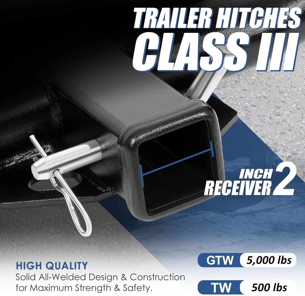 Auto Dynasty 2 Inches Class 3 Trailer Hitch Receiver Compatible with Jeep Liberty 02-07
