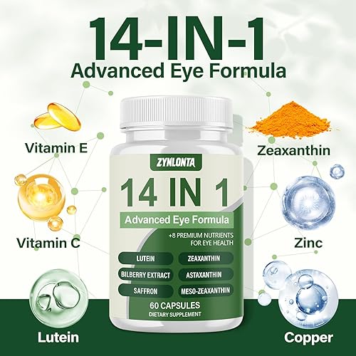 Miniatura 3 de Fórmula avanzada 14 en 1 para los ojos  Suplemento de vitaminas y minerales para los ojos con luteína, astaxantina, zeaxantina, extracto de zinc y