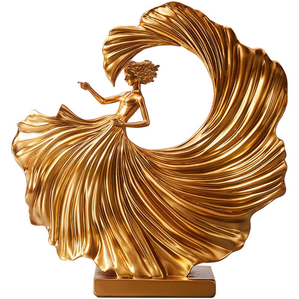 Hhhxkkuu Modern Abstract Gold Dancer Sculpture Elegant Resin Art Figurine