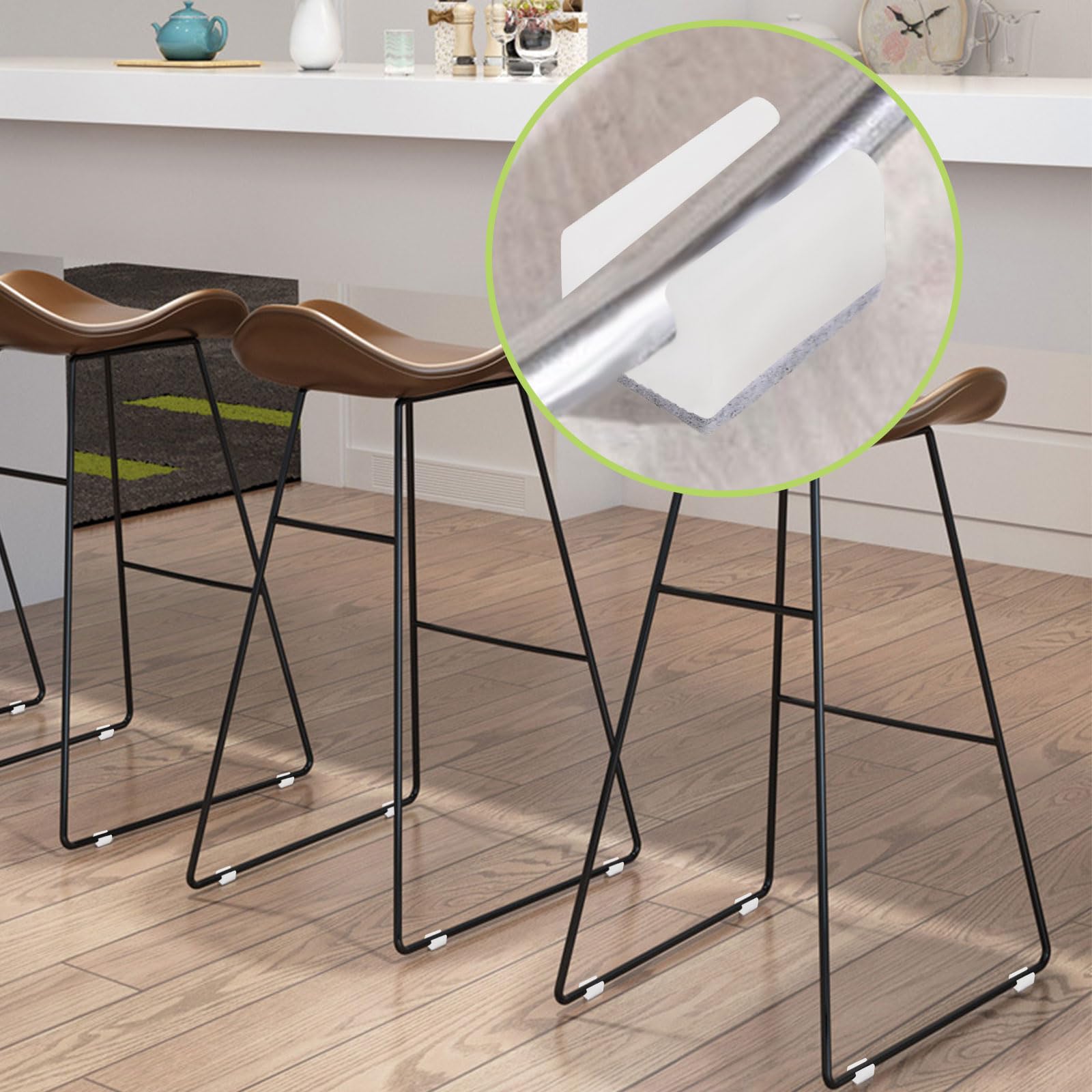 40 pièces de protections de sol en plastique pour pieds de chaise avec tampons en feutre, embouts en tube en U couvrant des embouts de pieds de chaise rectangulaires antidérapants pour base
