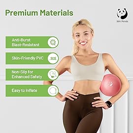 Slim Panda Pilates Ball with Pump, 9 Inch Small Exercise Ball, Anti Burst Mini Yoga Ball for Stability, Workout, Barre, Core Strength, Physical Therapy, Balance, Stretching