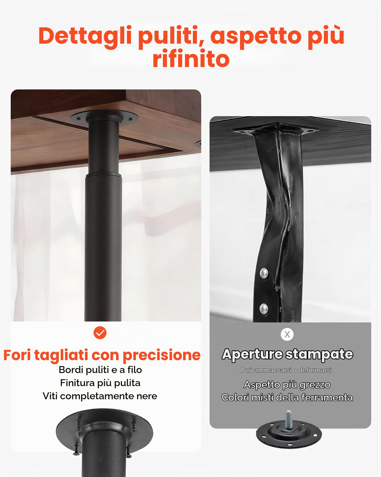 VEVOR Ganmbe per Tavolo Regolabili in Altezza 71-110 cm, Gambe per Scrivania Smontabili in Acciaio, Carico Max. 544 kg, Installazione Rapida, per Scrivania da Ufficio e Tavolo da Bar, Set da 4, Nero