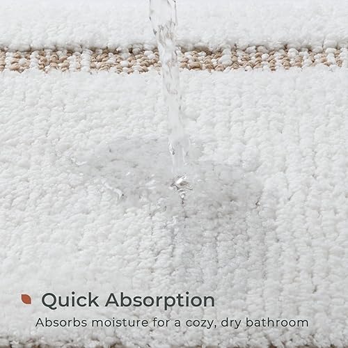 Miniatura 5 de FRESHMINT Alfombra de baño con borde copetudo, de 17 x 24 pulgadas, tapete antideslizante para suelo de baño y bañera, tapete de ducha absorbente de