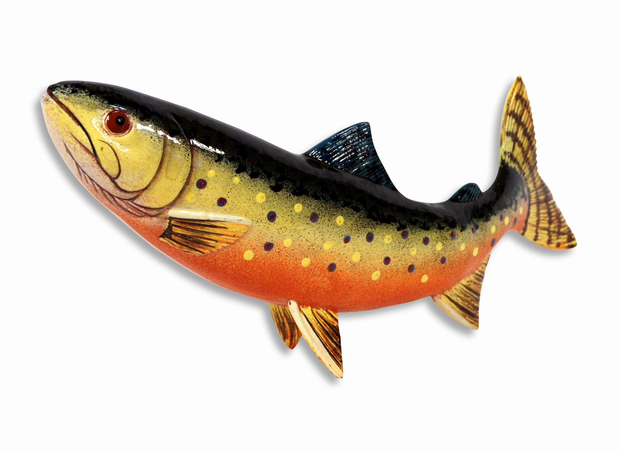 XL LX Handpainted Brown Brook Trout Statue Game Fish Replica 10"
