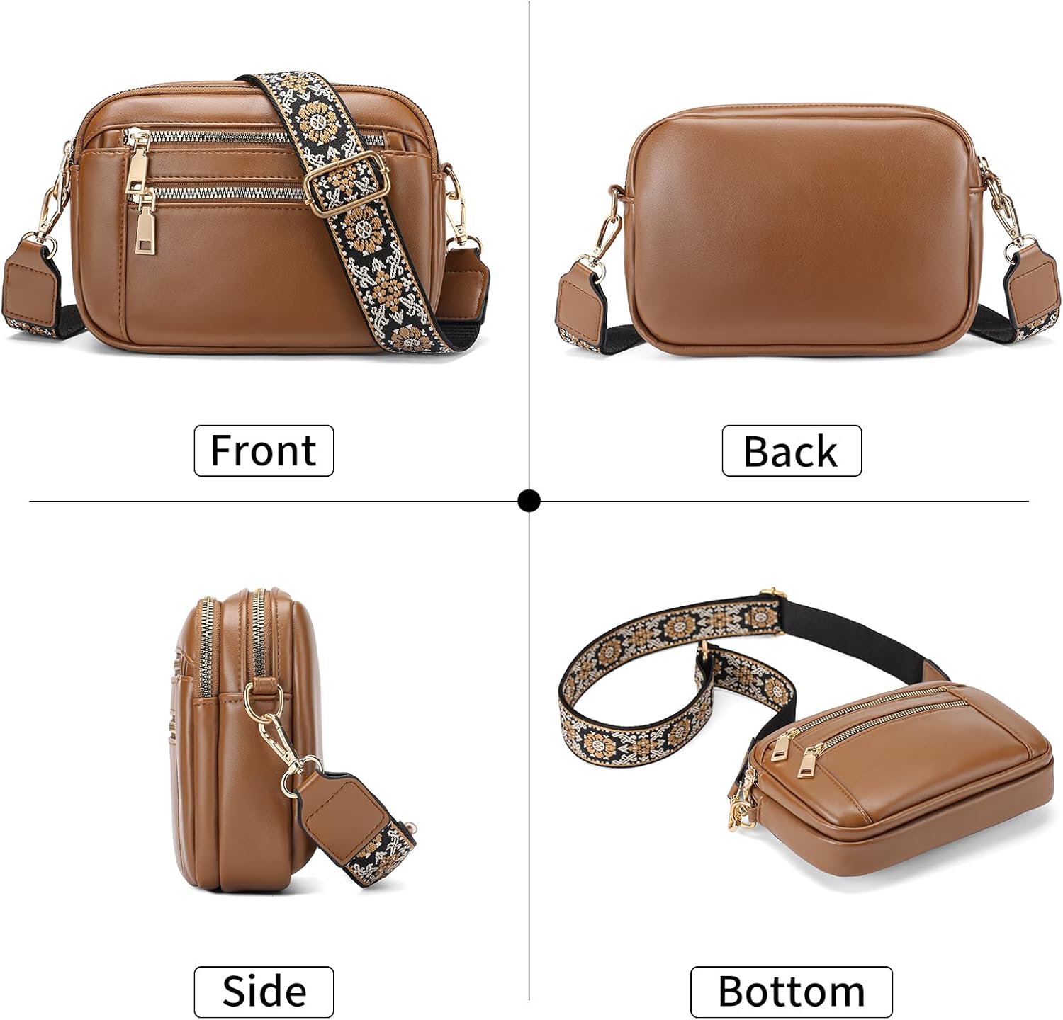 GAEKEAO Small Crossbody Bags For Women Vegan Leather Trendy Purses Shoulder Handbags Travel with Adjustable Wide Strap - Image 7