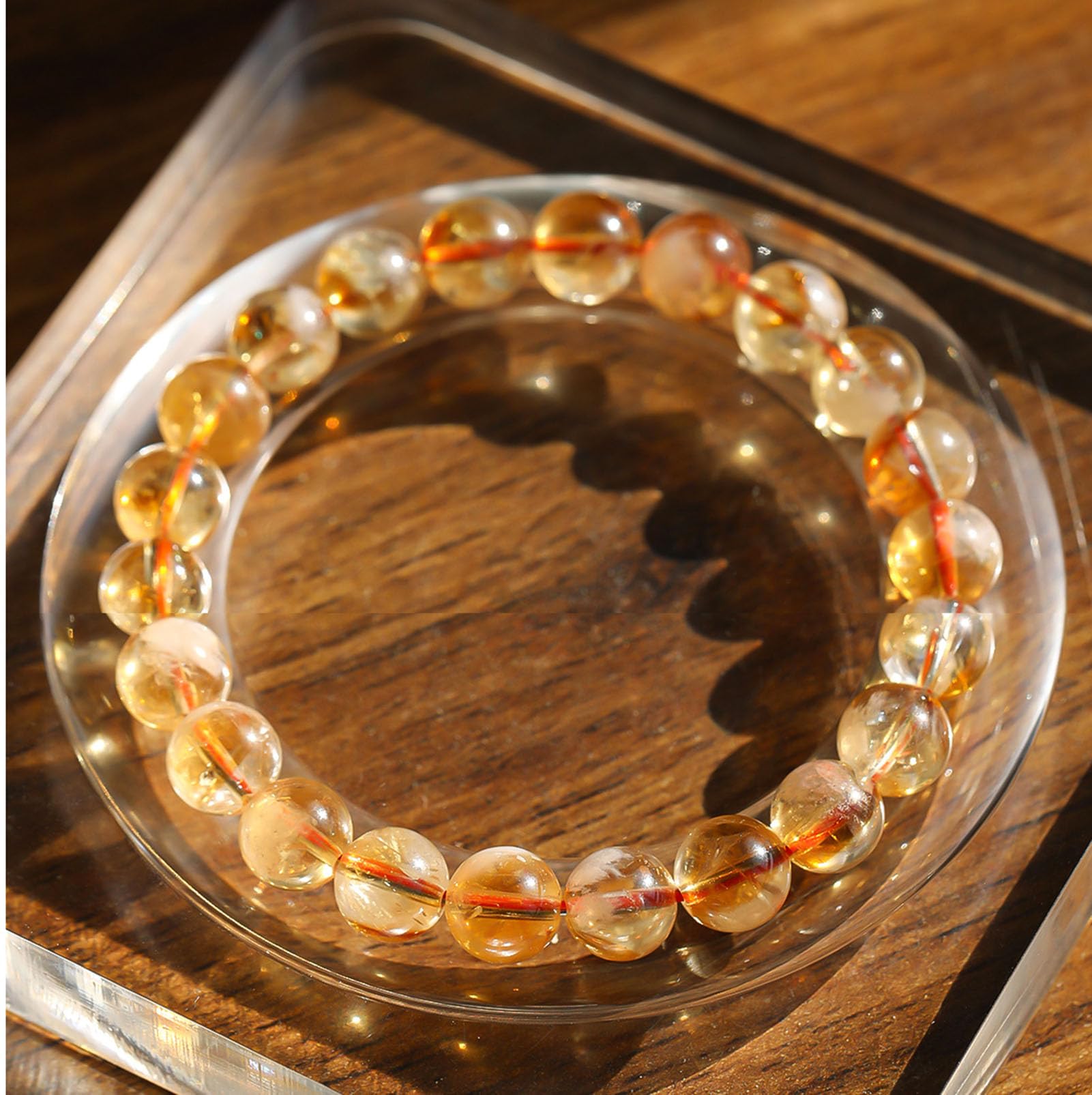 Bracciale in cristallo citrino fatto a mano per donna, bracciale da uomo | Bracciale curativo con perline elasticizzate naturali, regalo energetico dei chakra per donne uomini lui in 7-11 mm
