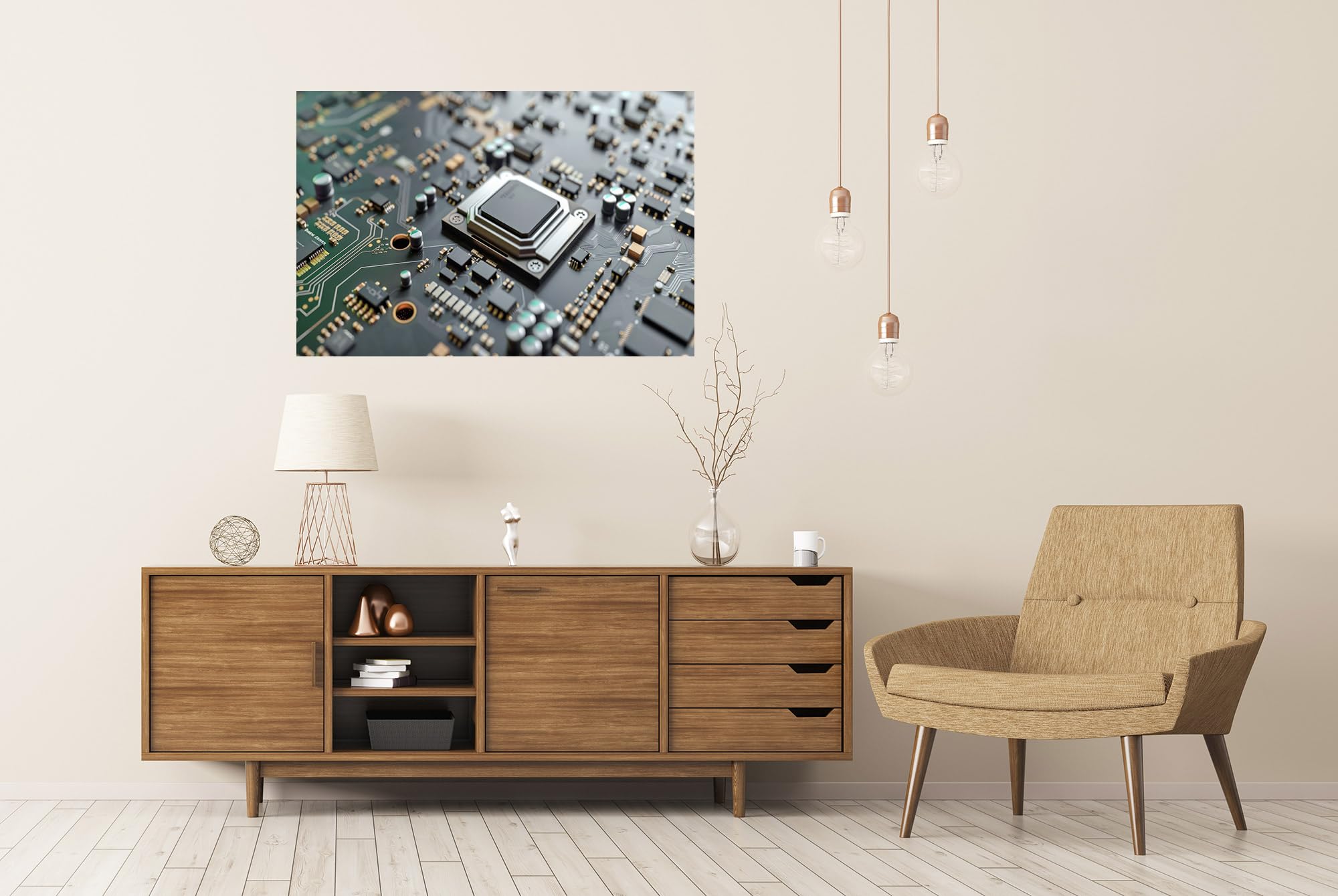 islandburner Prime XXL Poster con immagine moderna tecnologia informatica e microchip design per ufficio, aziende IT appassionate di tecnologia, immagini di alta qualità