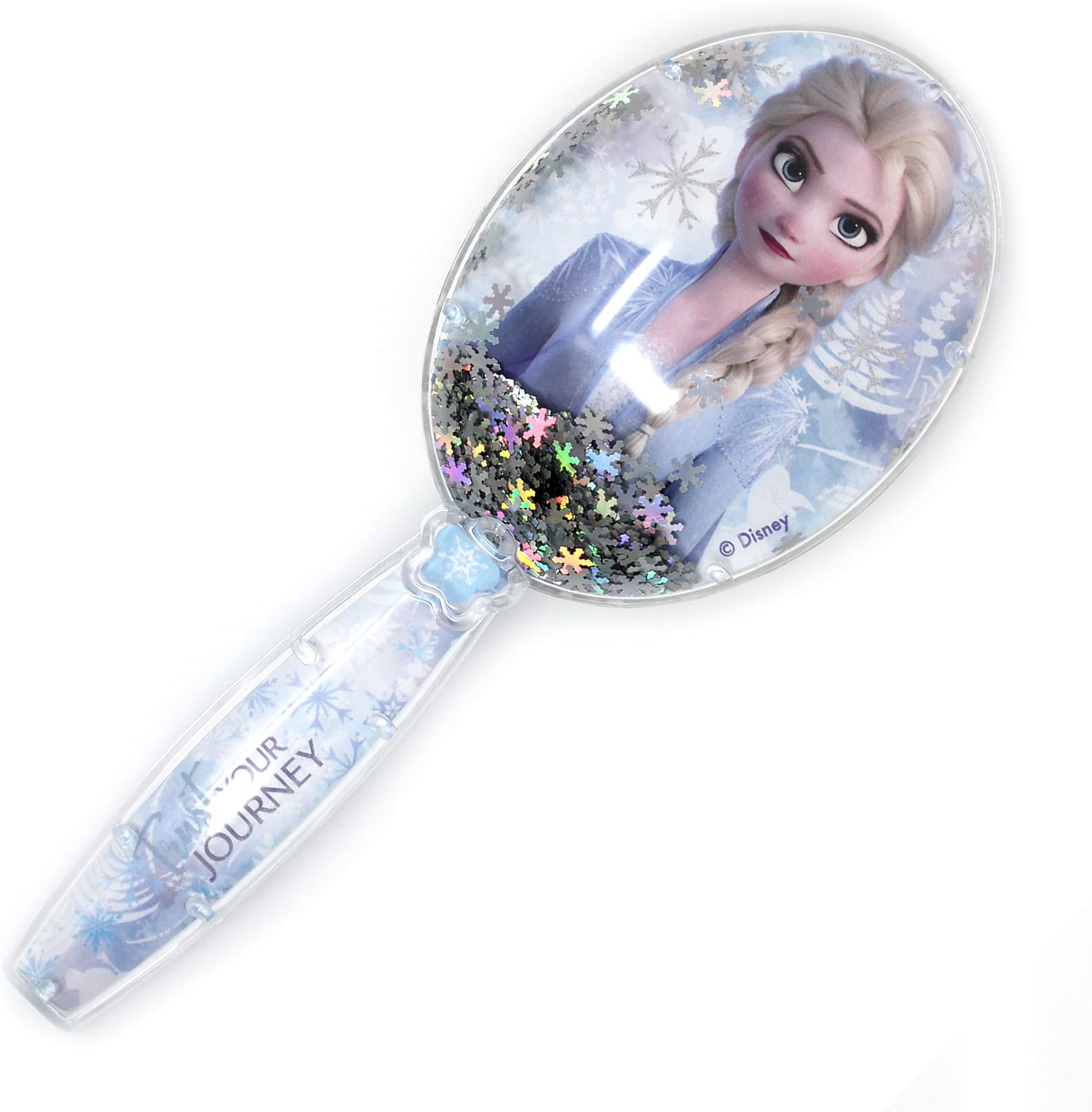 LUV HER Frozen 2 Girls Snowflake Confetti Hair Brush, Silver