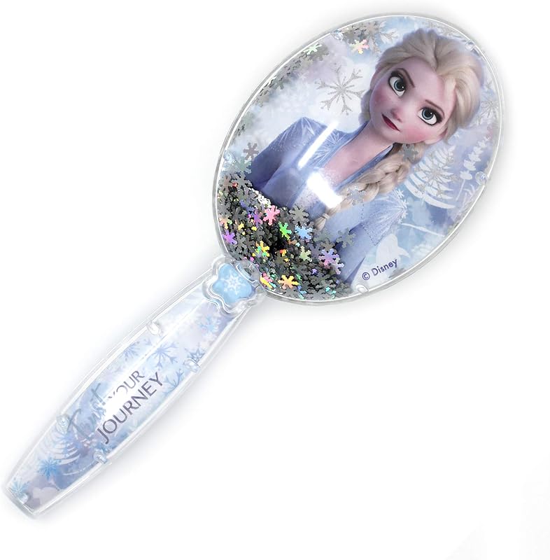 LUV HER Disney Frozen II Girls Snowflake Confetti One Hair Brush featuring Elsa, Silver - Ages 3+