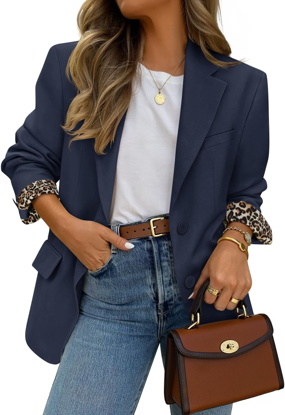 ZESICA Women's Fall Business Casual Blazers 2026 Long Sleeve Lapel Open Front Button Work Blazer Jackets with Pockets