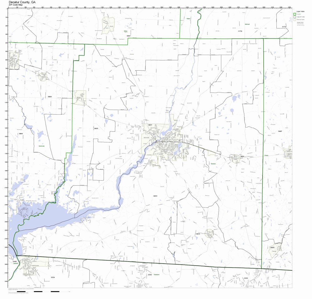 Decatur County, GA ZIP Code Map Not Laminated