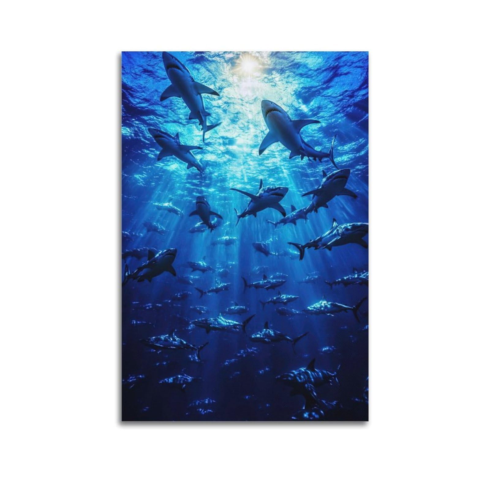 ZSZWHJ Animal Poster Shark Population Artwork Poster Decorative Painting Canvas Wall Posters And Art Picture Print Modern Family Bedroom Decor Posters 20x30inch(50x75cm)