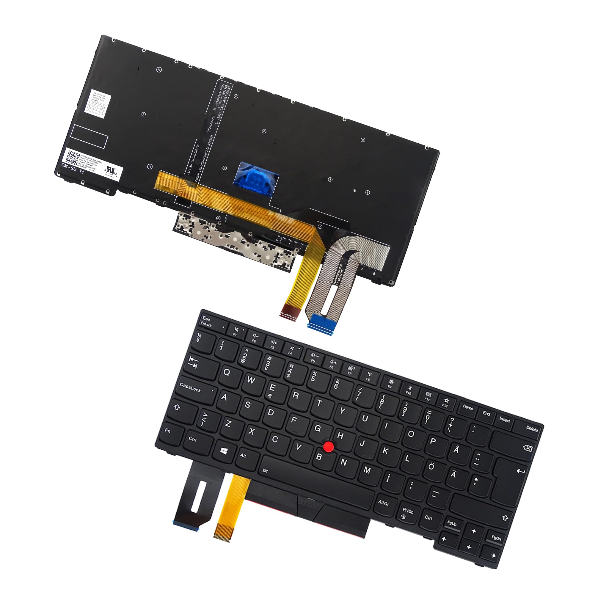 Tastiera retroilluminata per Lenovo Thinkpad E480 E485 T480S T490 T495 L380 L390 L480 E490 E495 R480 R490 S2 3rd Gen (Svezia)