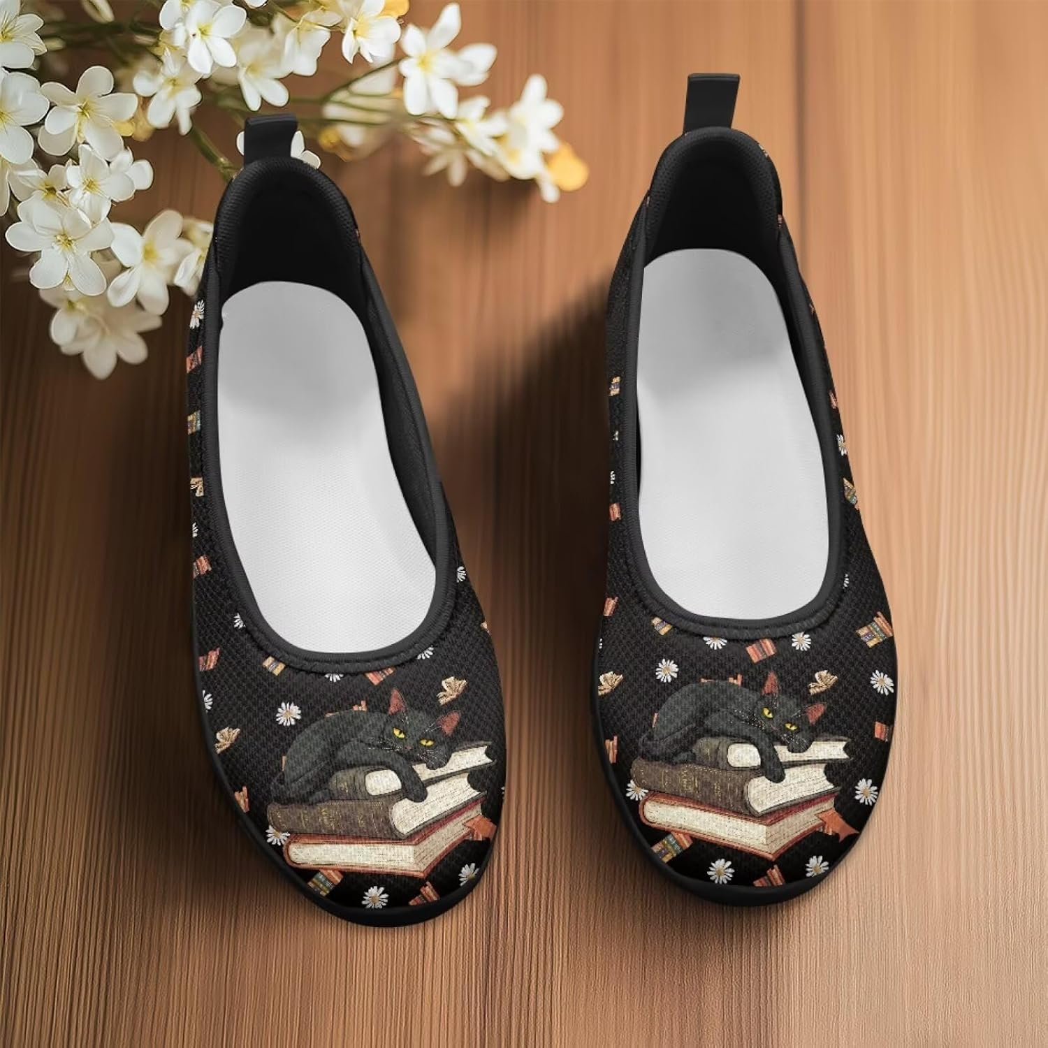 Jeiento Women's Slip On Loafers Mesh Tennis Shoes Dog Theme Footwear Comfortable Lightweight Fashion Sneakers Running Shoes