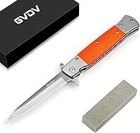 Vista 1 de GVDV - Cuchillo plegable de bolsillo con mango G10, cuchillo EDC de acero inoxidable 7Cr17 con cierre de seguridad de forro, cuchillo de camping