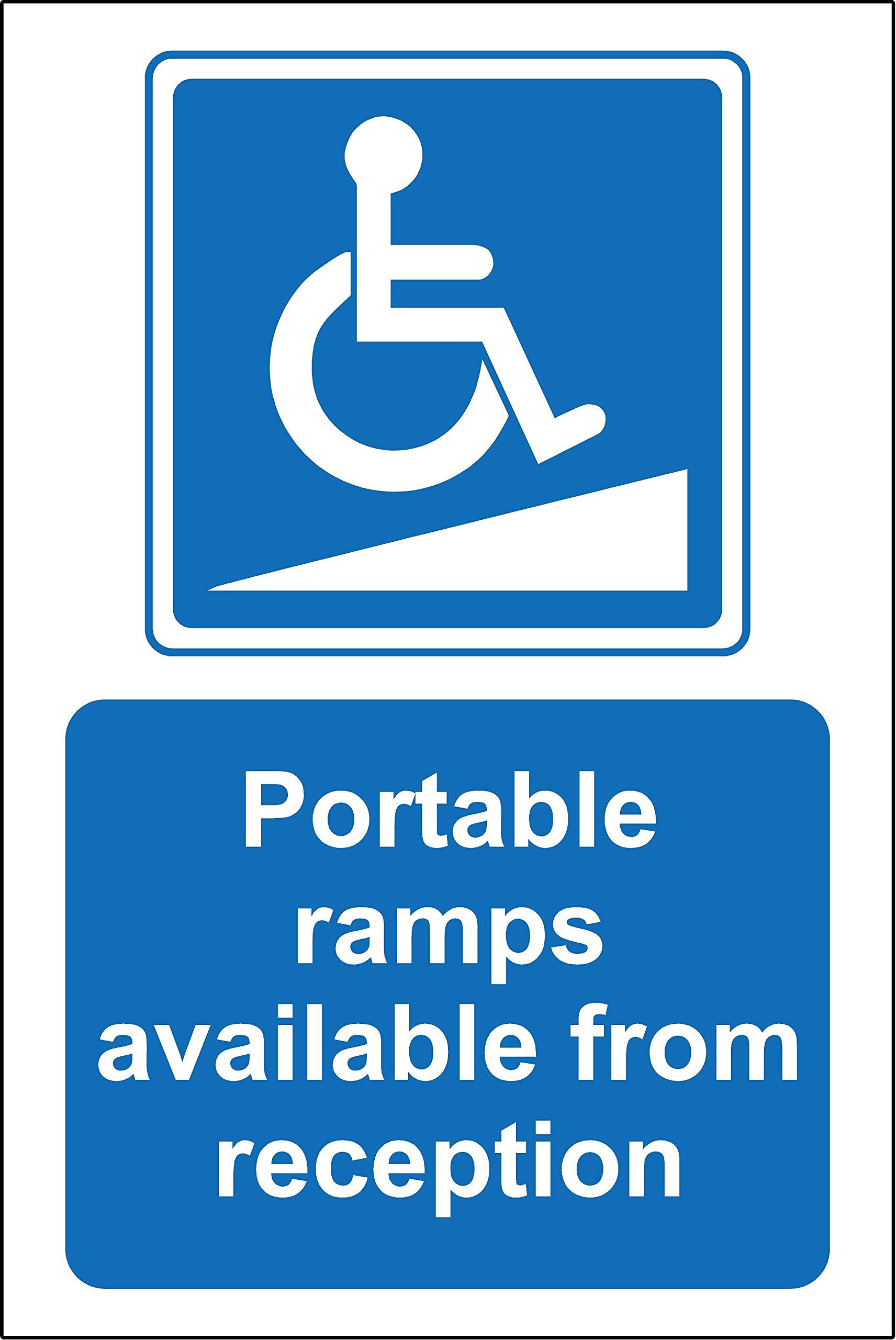 Portable ramps available at reception safety sign - Self adhesive sticker 300mm x 200mm
