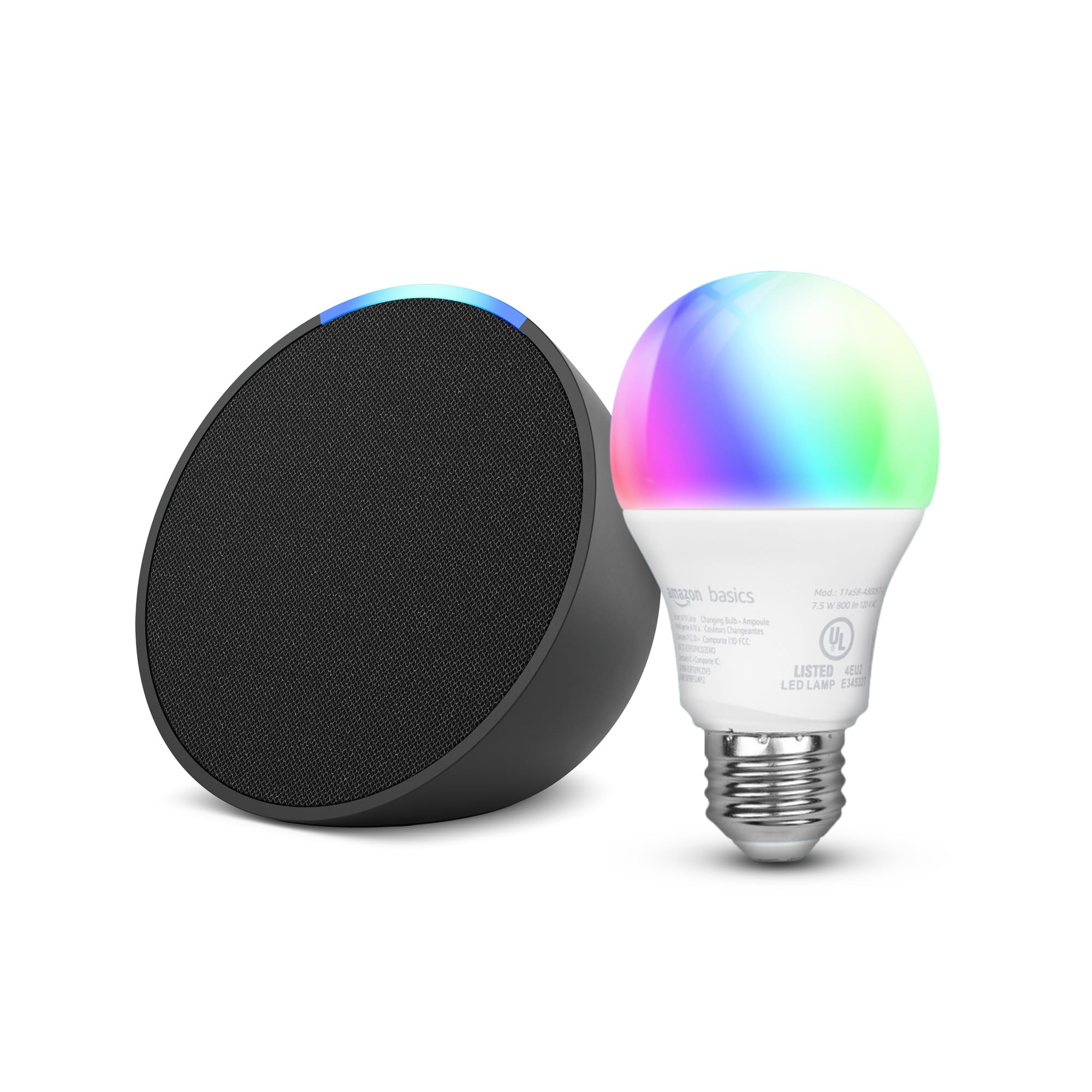 Echo Pop with Amazon Basics Smart Color Bulb