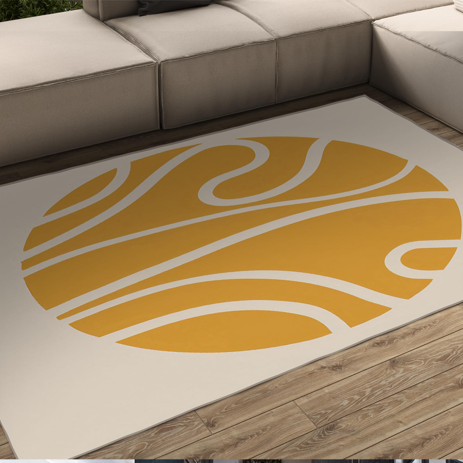 Tapis salon géométrique circulaire abstrait pour chambre et salle à manger