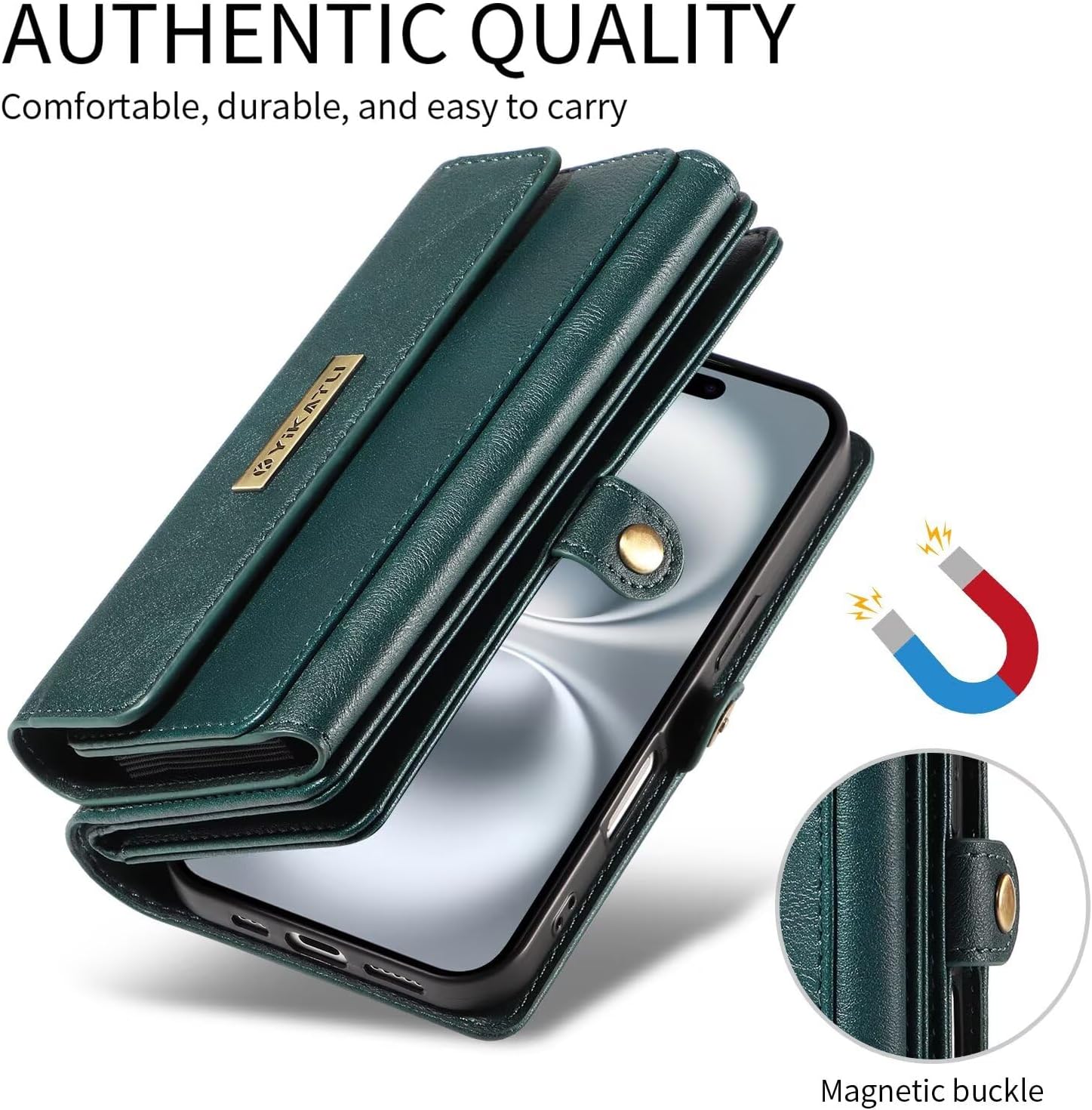 Miagon Crossbody Wallet Case for Samsung Galaxy Note 20,Magnetic PU Leather Flip Phone Cover RFID Blocking 14 Card Holders Zipper Shoulder Purse for Men Women Green