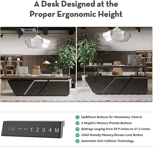 Miniatura 3 de SAINTCY Escritorio ejecutivo ajustable, escritorio de lujo en forma de L con cajones, mesa grande con archivadores, escritorios de oficina ejecutiva