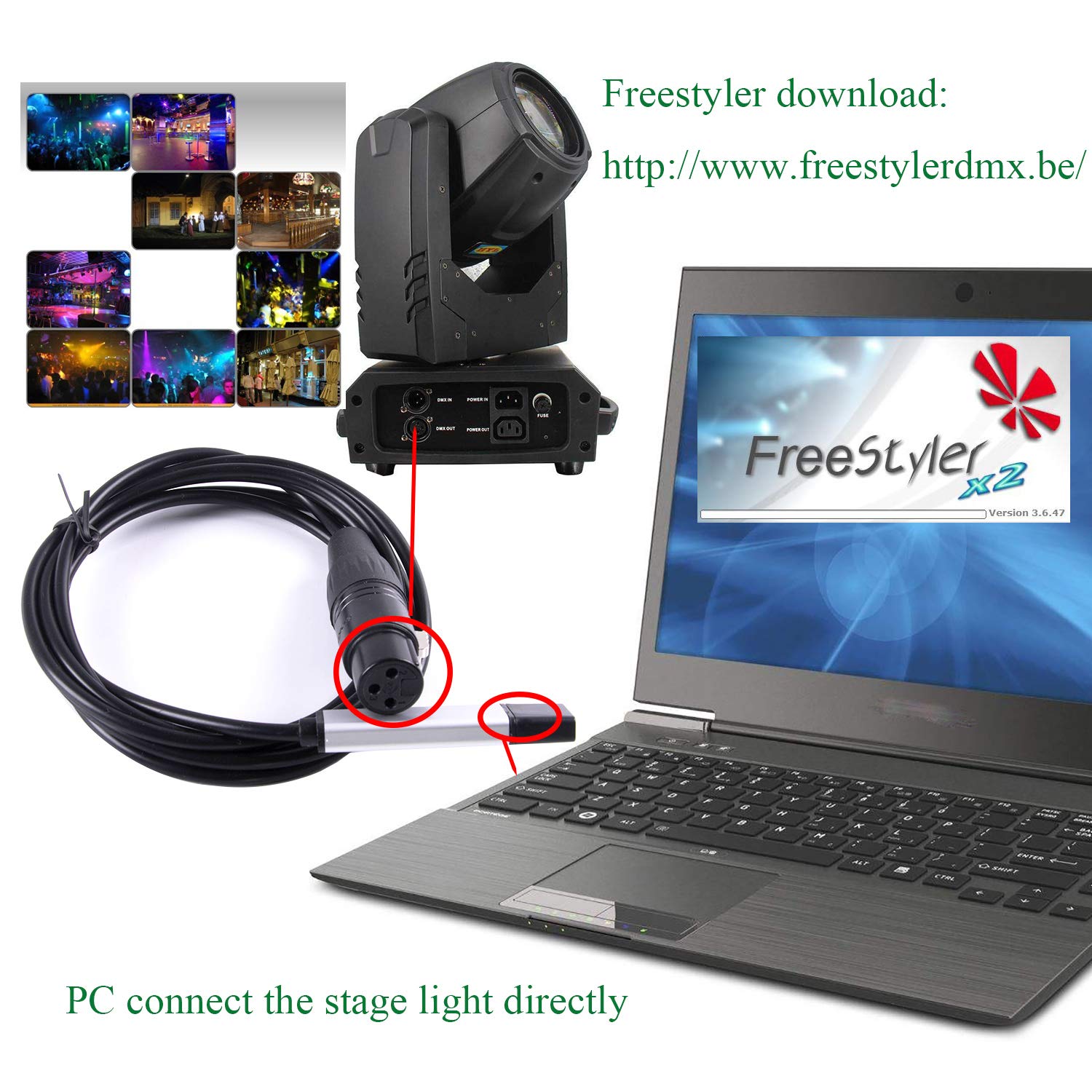 Usangreen USB to DMX Interface Adapter RS485 Converter Serial 3PIN XLR LED DMX512 Freestyler Software PC to Stage Lighting Control Dimmer Cable with FT232RL Chip Support Win10 Mac OS (Length:16ft)