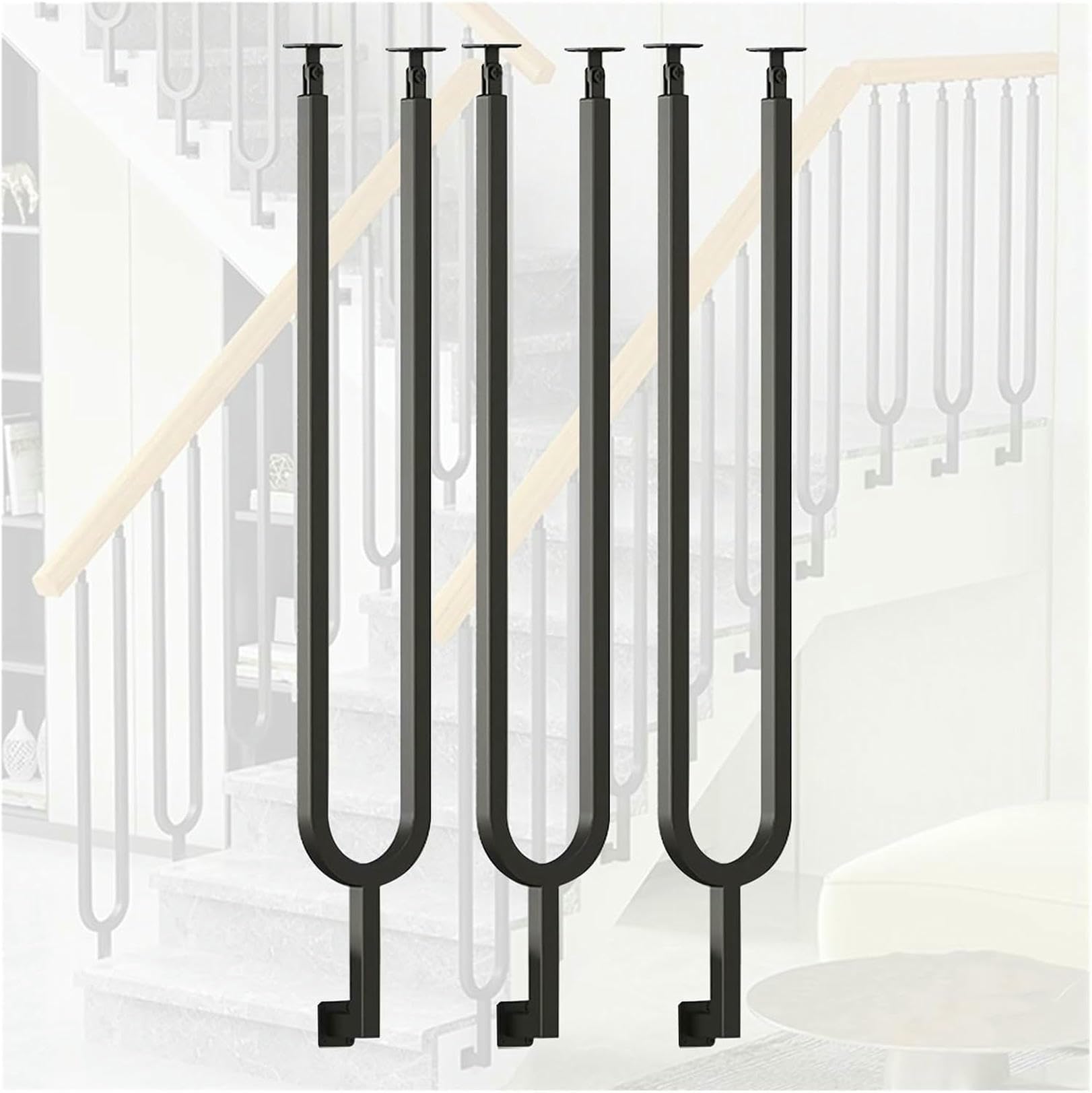 Balustres d'escalier réglables pour corriger l'angle d'une rampe instable (Noir, 85 cm)