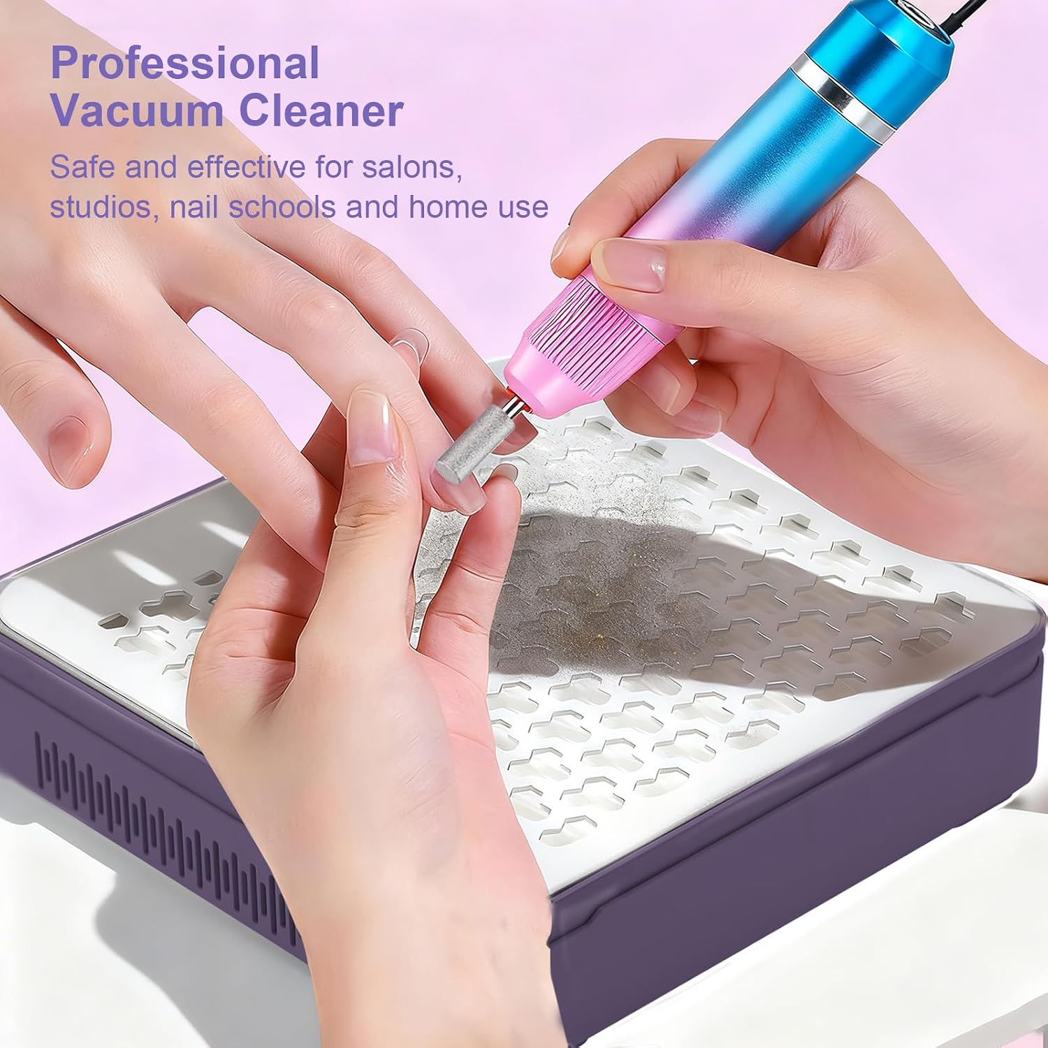 Nail Dust Collector with 10 Speed Settings, Powerful Suction Nail Vacuum, Nail Fan Dust Collector for Beginner, Dust Collector Nail Tech for Acrylic Nail Polishing Manicure Salon Home(Purple)