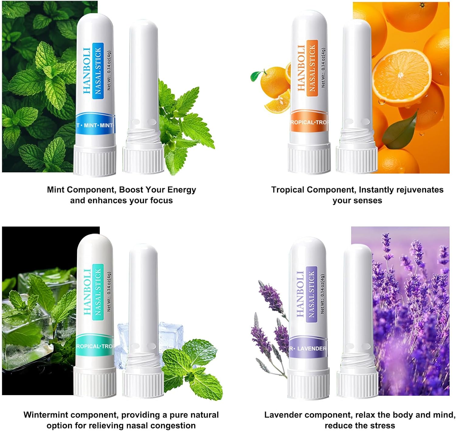 Nasal Sticks, Portable Nasal Stick for Daily Refreshing, Nose Inhaler Sticks, Nose Inhaler Boost Energy Set, Natural Cool Refreshing Sensation - Image 6