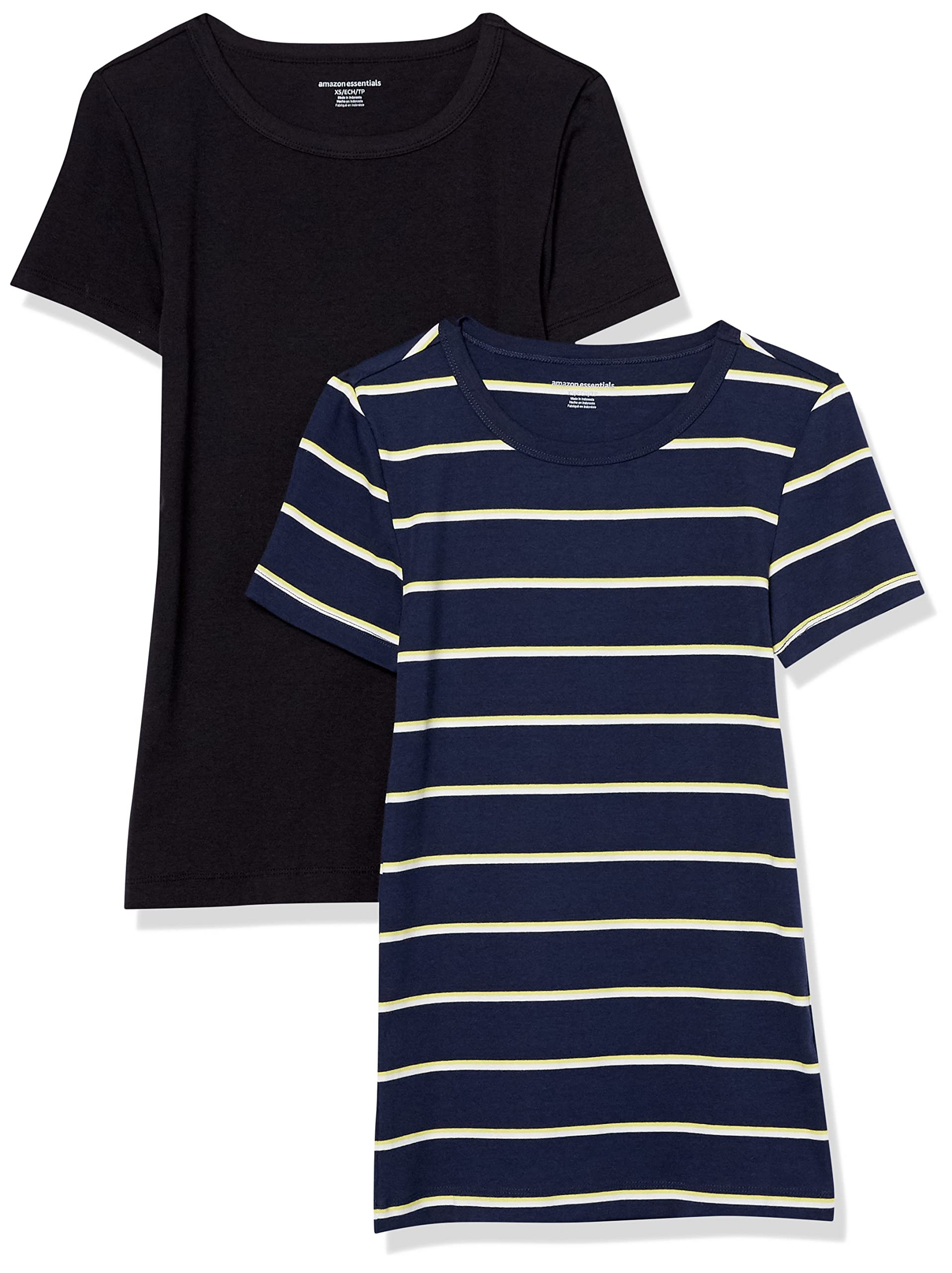 Amazon Essentials Damen Kurzärmeliges T-Shirt mit Rundhalsausschnitt, Schmale Passform