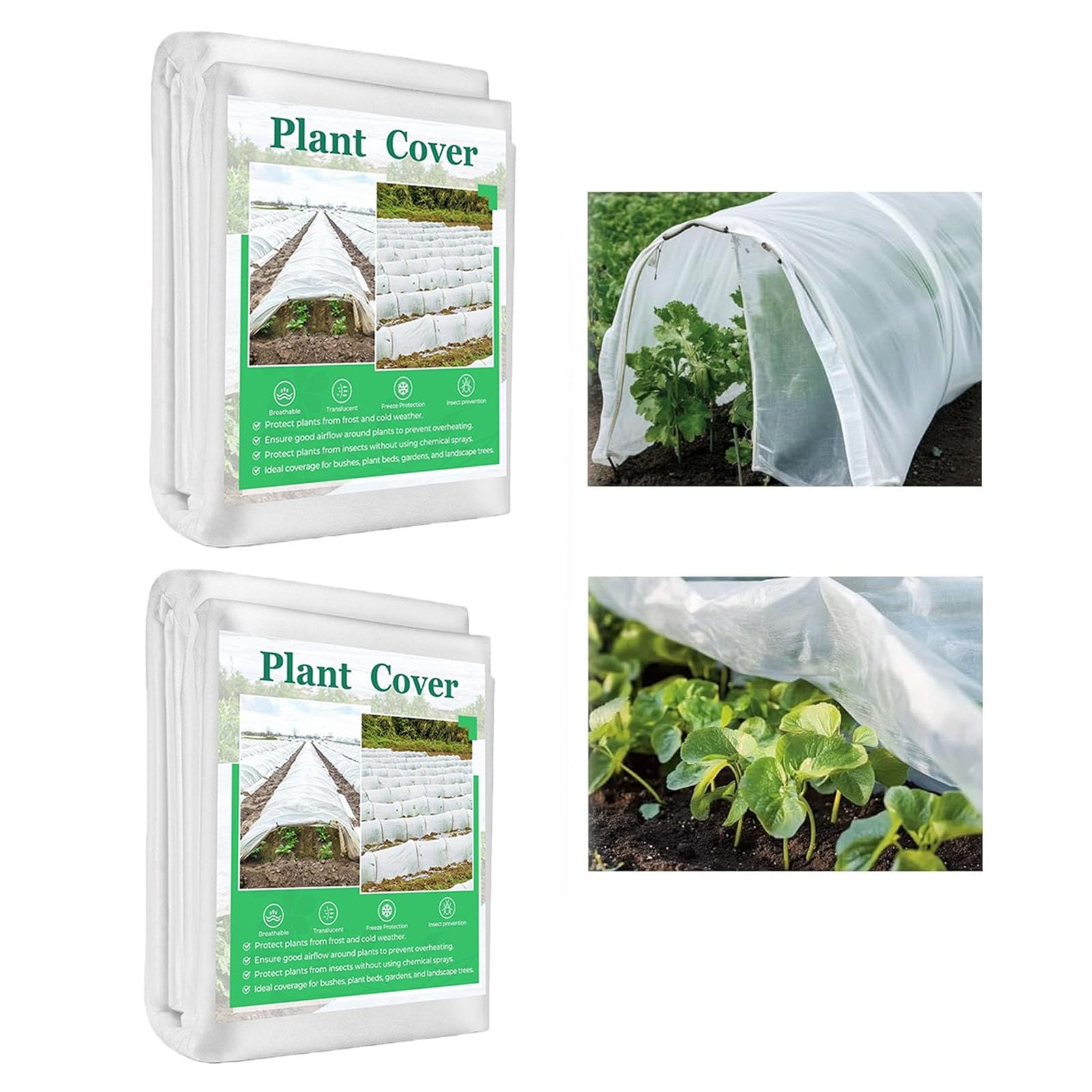 LTSVBO 2 m x 5 m Garden Fleece Frost Protection, 2PCS 35 gsm Horticultural Fleece Plant Frost Protection, Non-Woven Winter Fleece for Winter, Cold, Insect, and Bird Protection
