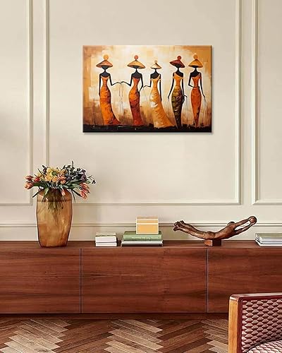 Miniatura 4 de GLOKAKA Pinturas artísticas negras para pared, mujer africana, lienzo impreso, pintura de cuadros de tribu étnica africana, decoración de pared,