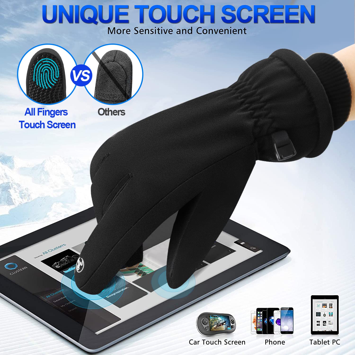 Guantes de invierno 3M Thinsulate impermeables pantalla táctil para montar correr esquiar
