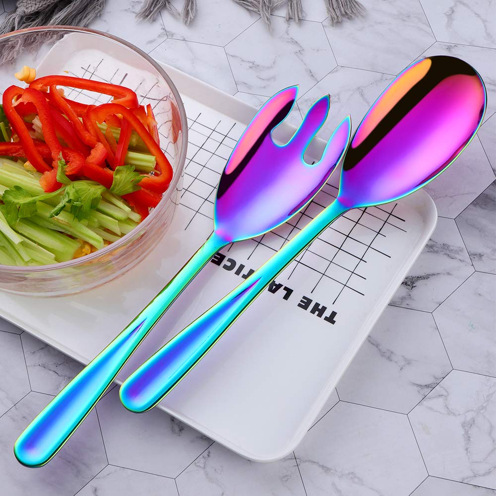Set Posate Da Insalata In Acciaio Inox 18/10 30,5 Cm – Arcobaleno – Cucchiaio E Forchetta