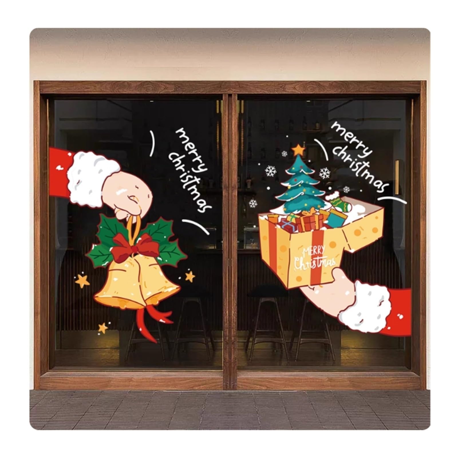 weihnachtsdeko fenster Weihnachts-Fensteraufkleber, 2 Bögen, Fensteraufkleber, doppelseitige Weihnachts-Glasdekoration for Weihnachten, Heim- und Bürodekoration selbstklebend(Groß)