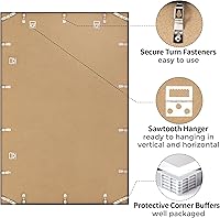 Vista 511 de Fun Memories Portarretratos de metal de 16 x 20 pulgadas con paspartú de 11 x 14 pulgadas, acabado de aluminio cepillado, parte delantera de vidrio