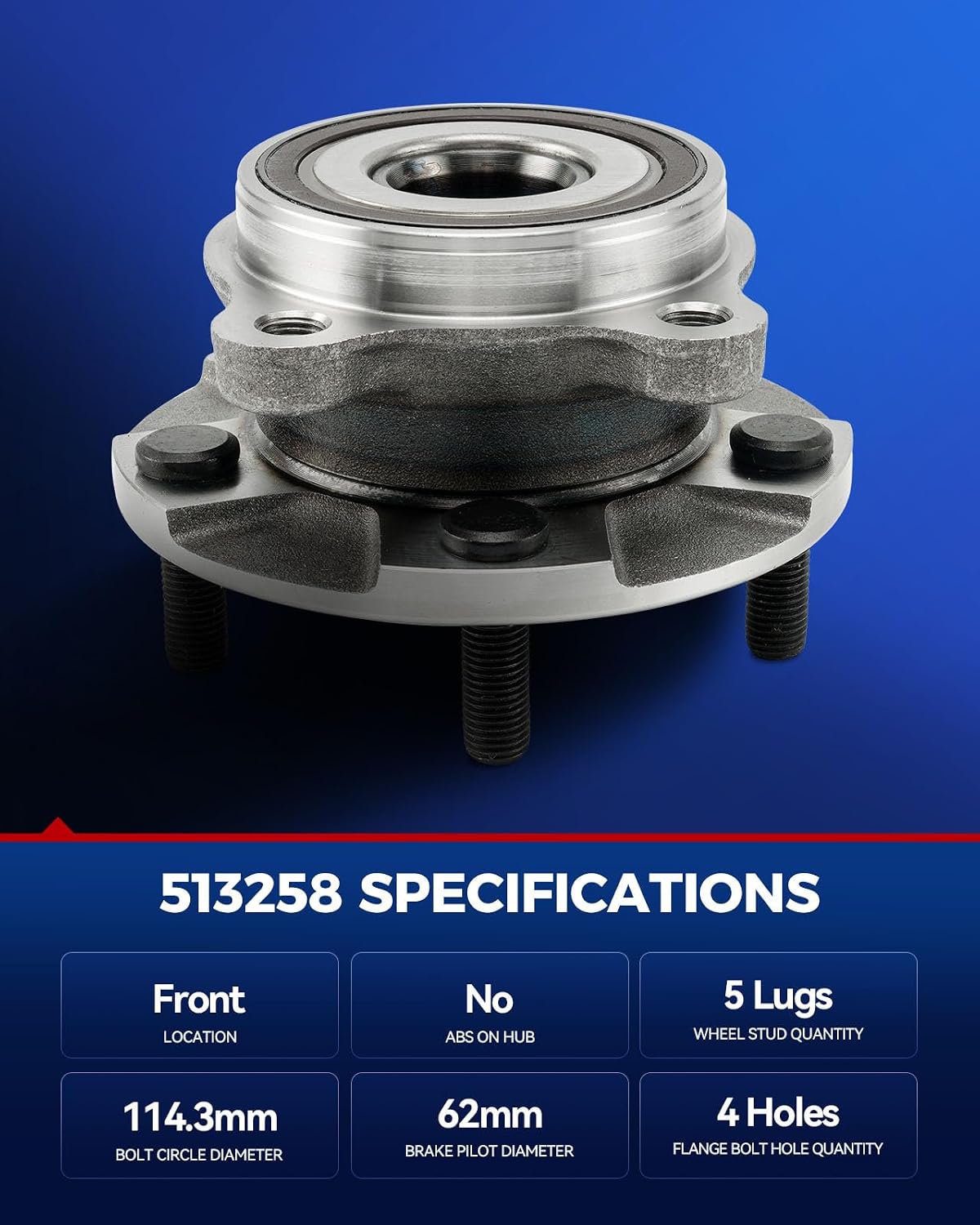 KAX 513258 Front Wheel Bearing Hub Assembly for 2008-2018 Toyota RAV4