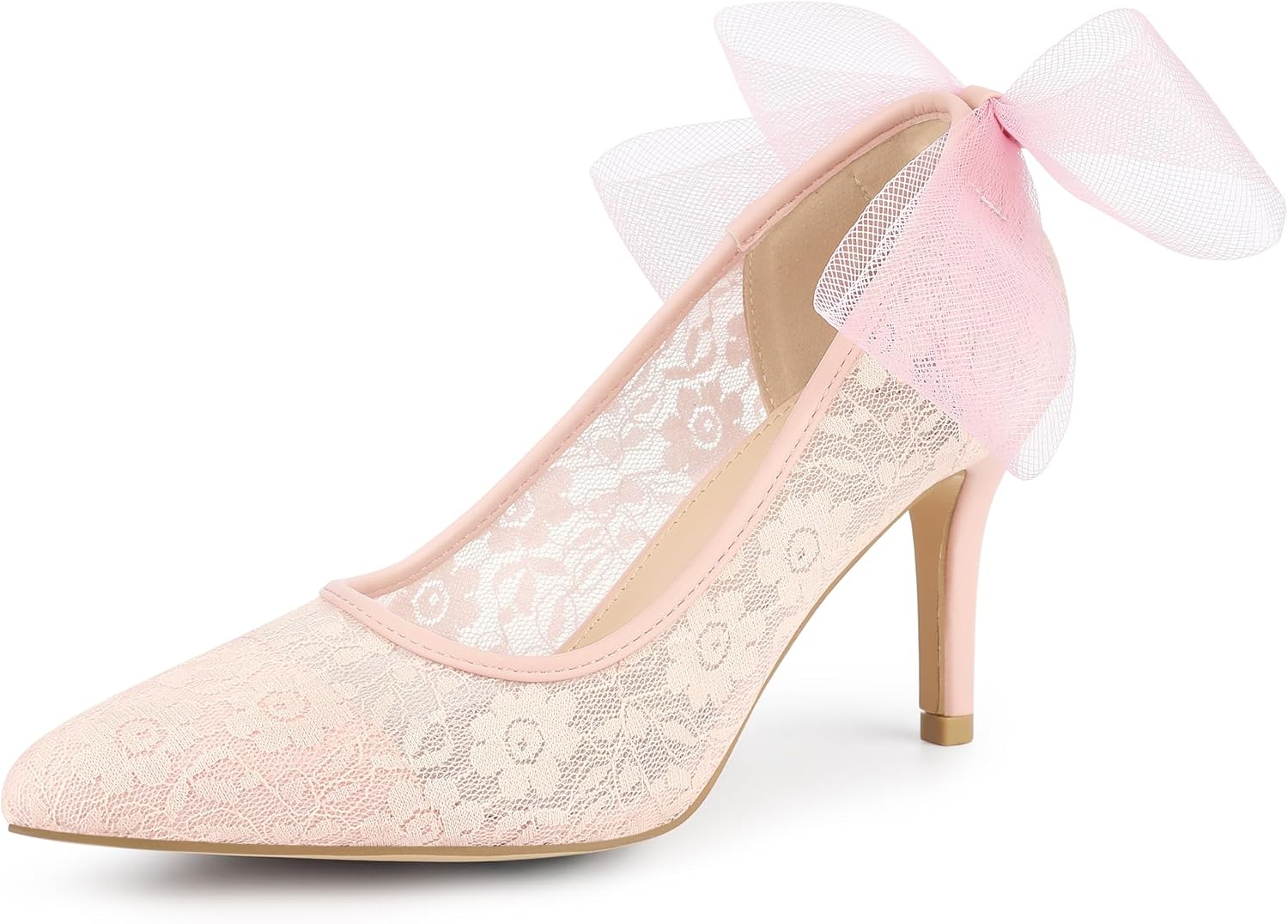 Perphy Pointed Toe Bow Decor Stiletto Heel Pumps for Women