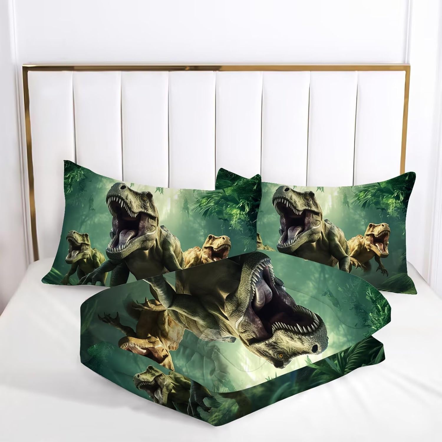 Dino Bedding Set Queen Size for Boys Dino Comforter for Kids 3 Pieces Dinosaur Comforter Set for Home Decor